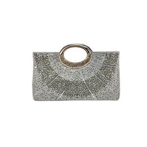 **3/$25** Labair Evening Clutch Purse Rhinestone Studded Gold Finish Handle New